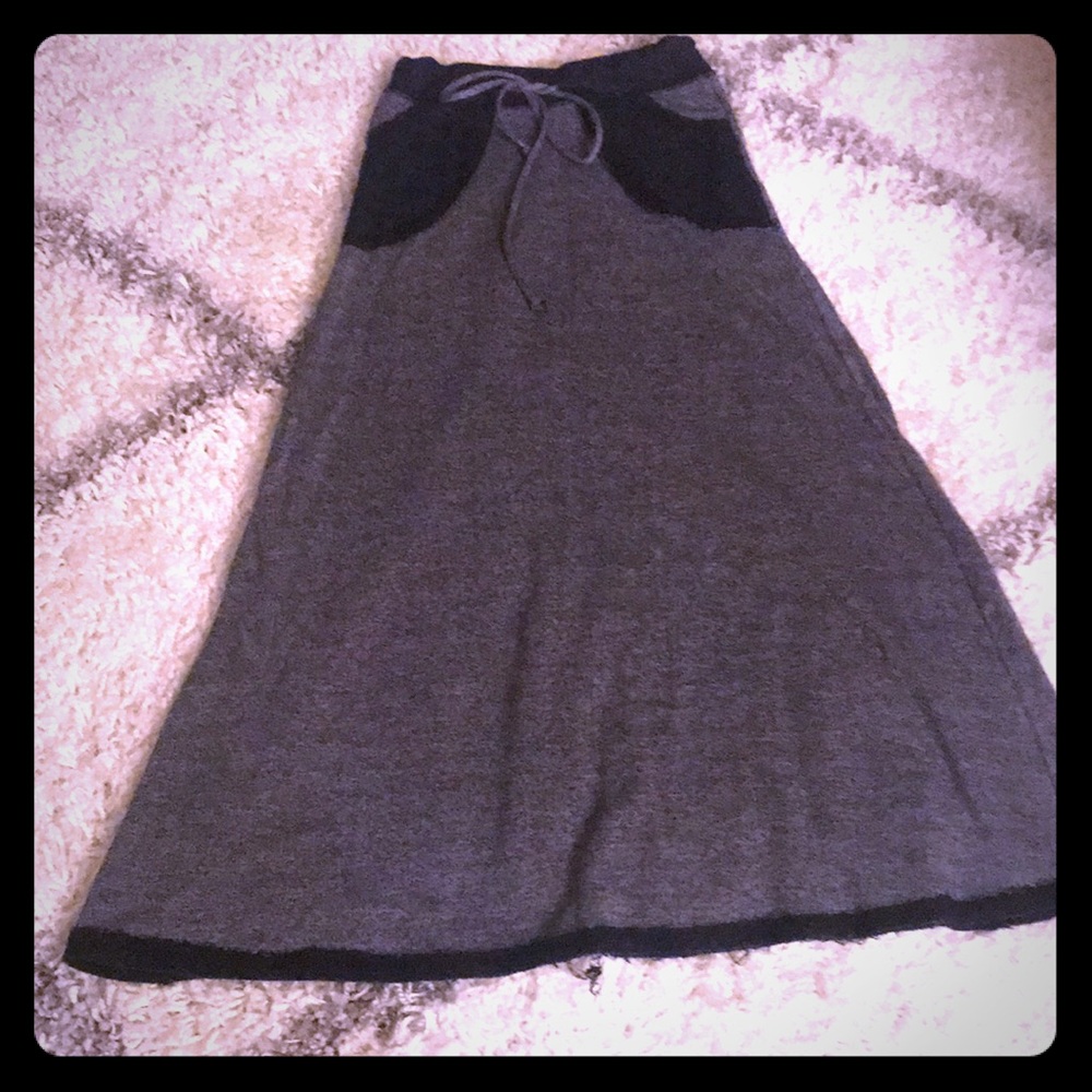 Soft black and grey boho maxi skirt